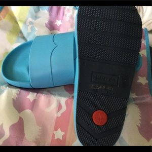 Hunter Slides in Blue, size US 8. Never Worn